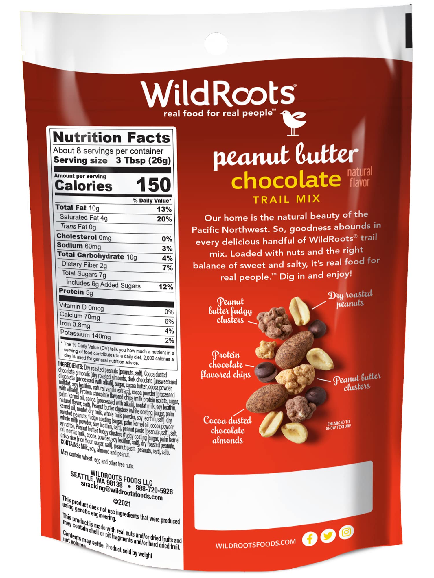 WildRoots Trail Mix, Made with Non-GMO Ingredients & Natural Flavor (Peanut Butter Chocolate, Pack of 3)