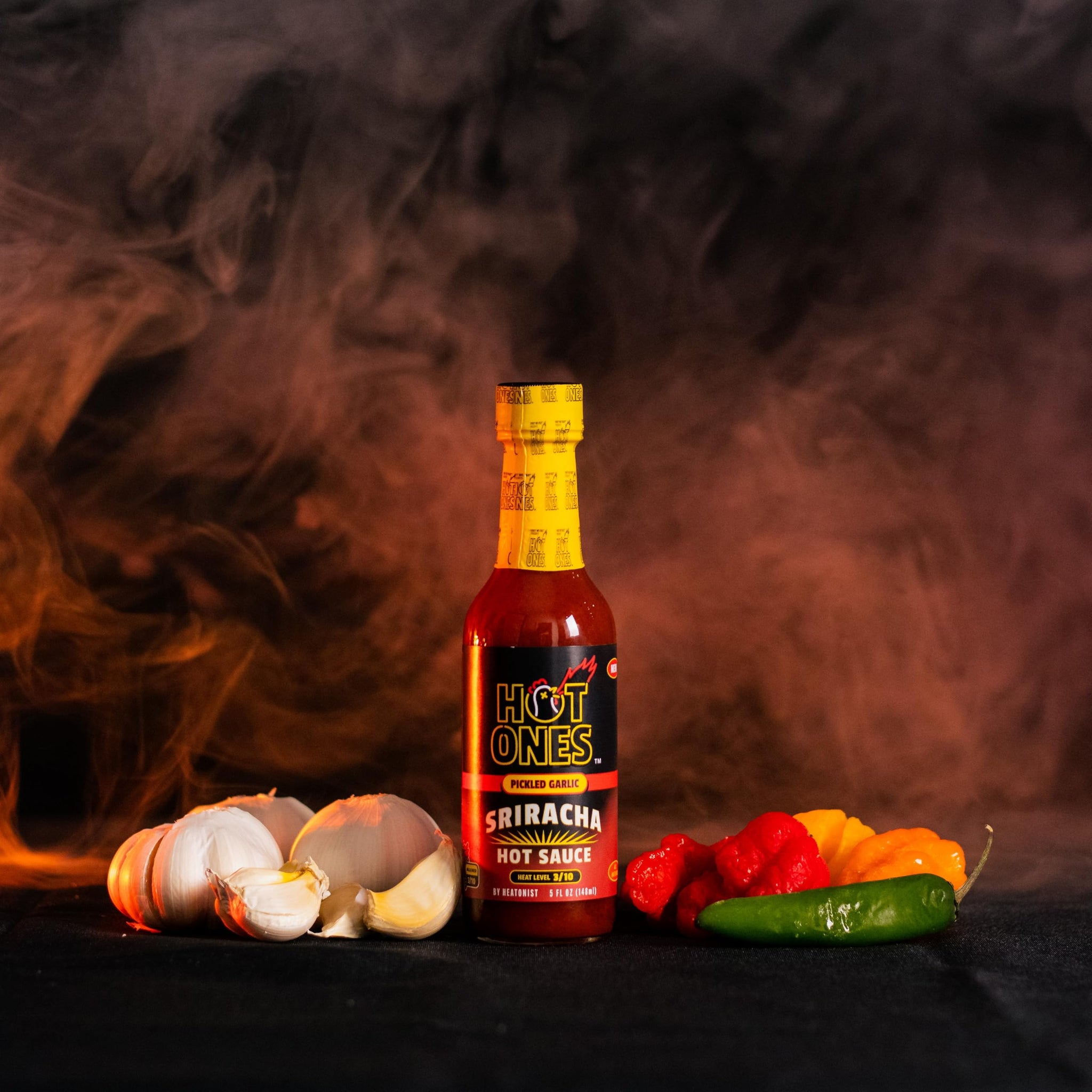 Hot Ones Pickled Garlic Sriracha Hot Sauce | Spicy, Savory Sriracha Made With Natural Ingredients | 5 Fl Oz. (3 Pack)