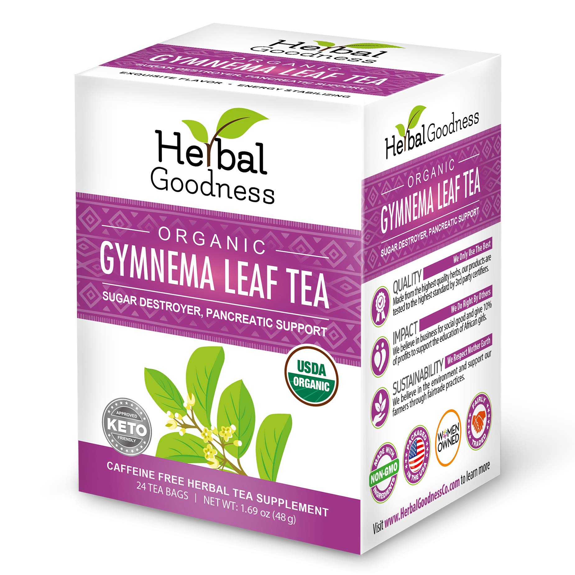 Gymnema Leaf Tea | 100% Organic Herbal Tea for Healthy Metabolism | Natural Sweet Cravings Support | Caffeine-Free, Keto-Friendly, Vegan, Gluten