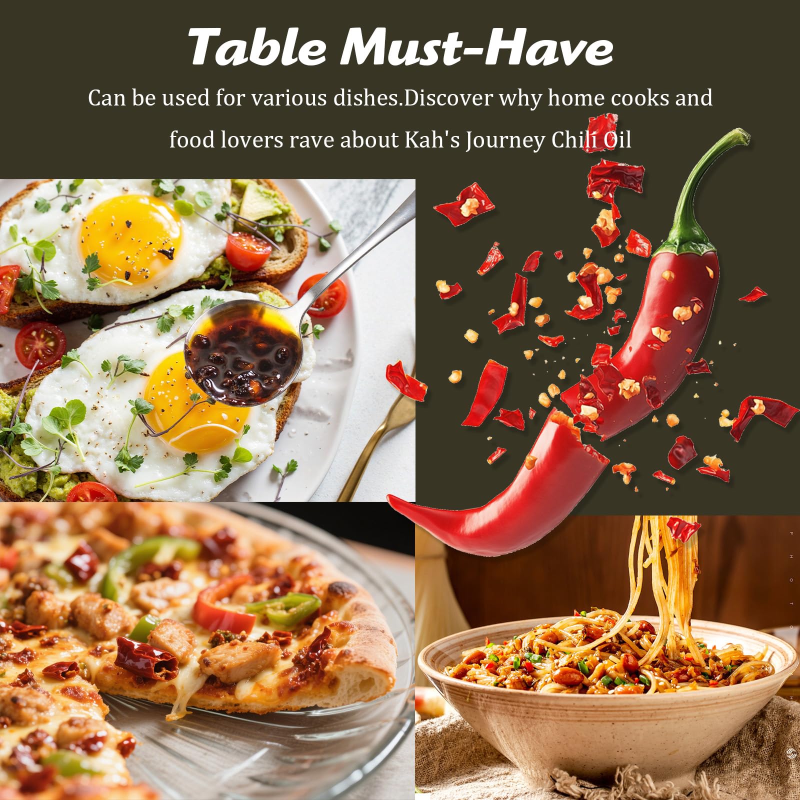 Kah's Journey Chili Oil - 15.87oz (450g) Spicy Chili Crisp with Crunchy Garlic and Onion Flavor, Vegan, Sugar Free Chili Sauce