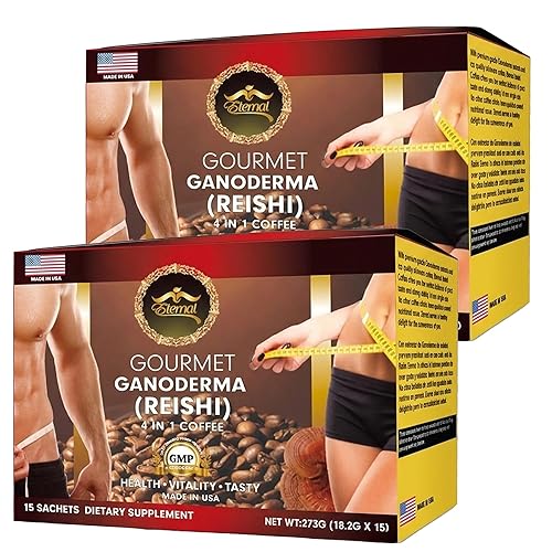 Eternal Spirit Beauty - Asian Latte Coffee Ganoderma Singles, 15 Packets (0.64 oz) - Instant Coffee Mix with Reishi Mushroom, Creamy Light Roast