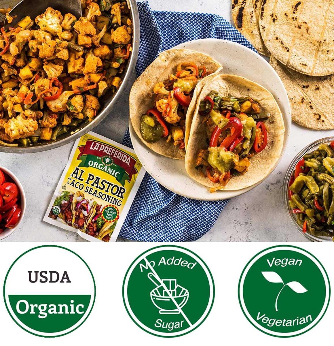 La Preferida Organic Taco, Fish Taco, & Al Pastor Taco Seasoning (4ea / 1oz) (Variety Pack)