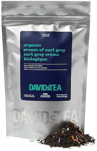 DAVIDsTEA Organic Cream of Earl Grey Loose Leaf Tea, Premium Black Tea with Bergamot and Vanilla, 4 oz / 113 g