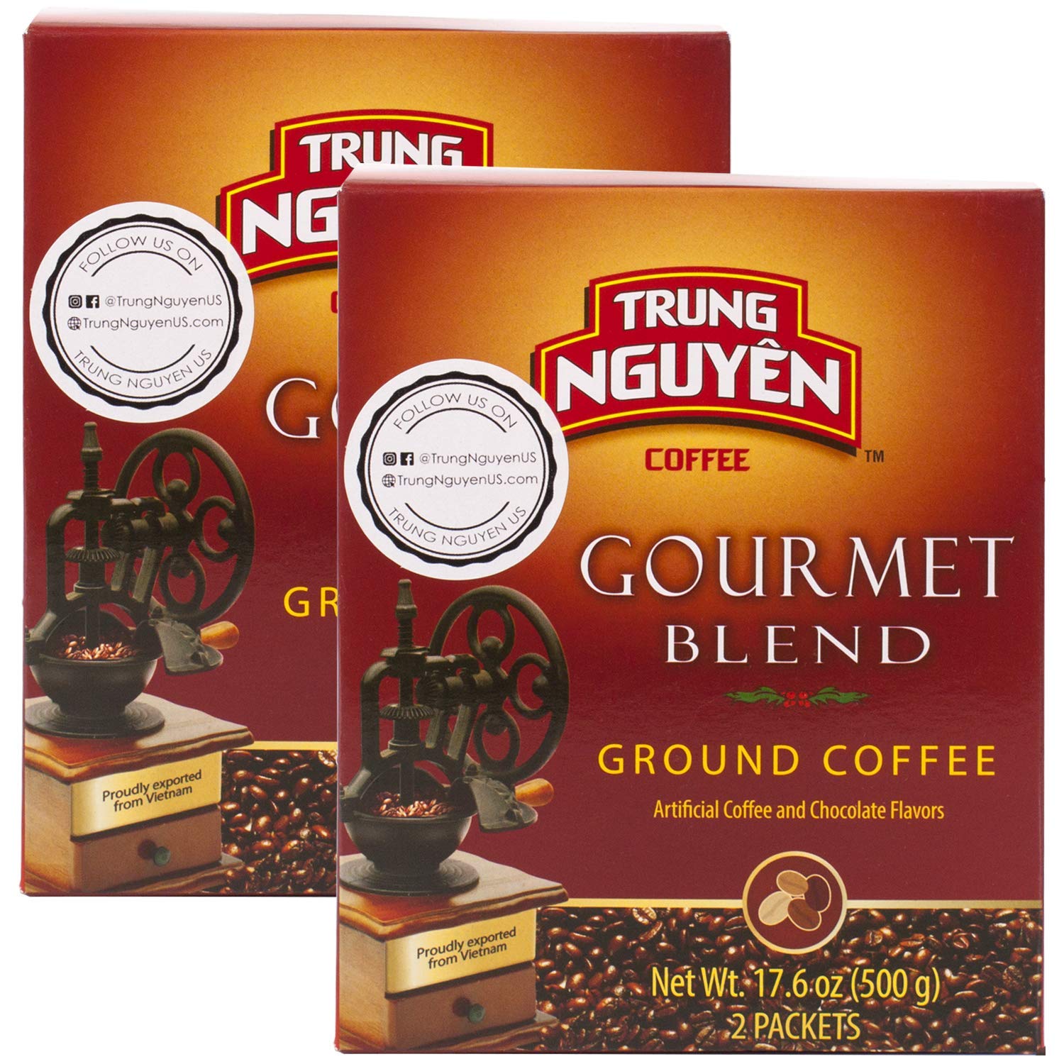 Trung Nguyen - Gourmet Blend - Roasted Ground Coffee Blend - Strong and Bold - Robusta, Arabica, Excelsa, & Catimor - Notes of Chocolate, Spices