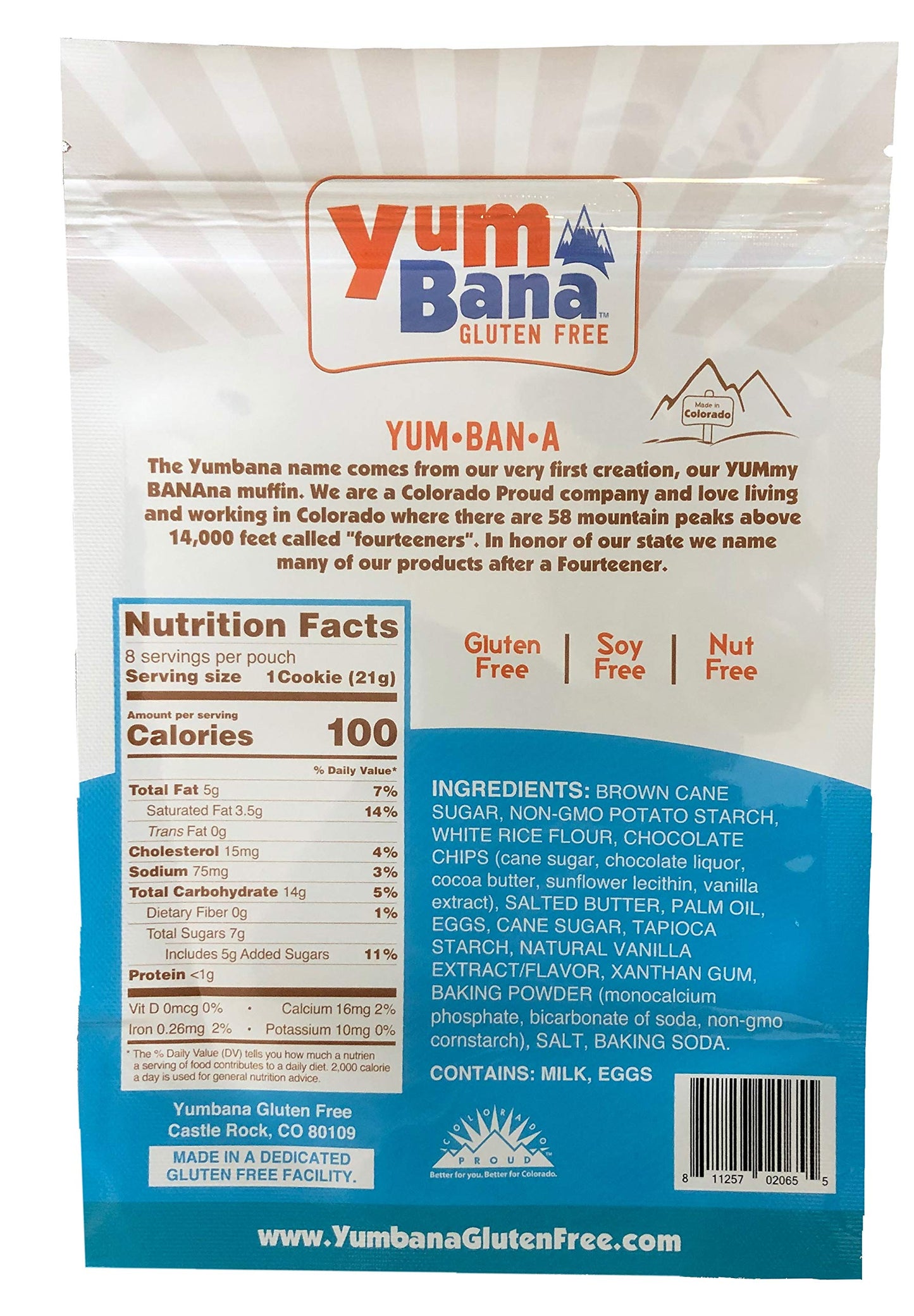 Yumbana Gluten Free Chocolate Chip Cookies - Soy Free, Nut Free Cookies - No Artificial Flavors or Preservatives - Great for Snacks and Parties - 2