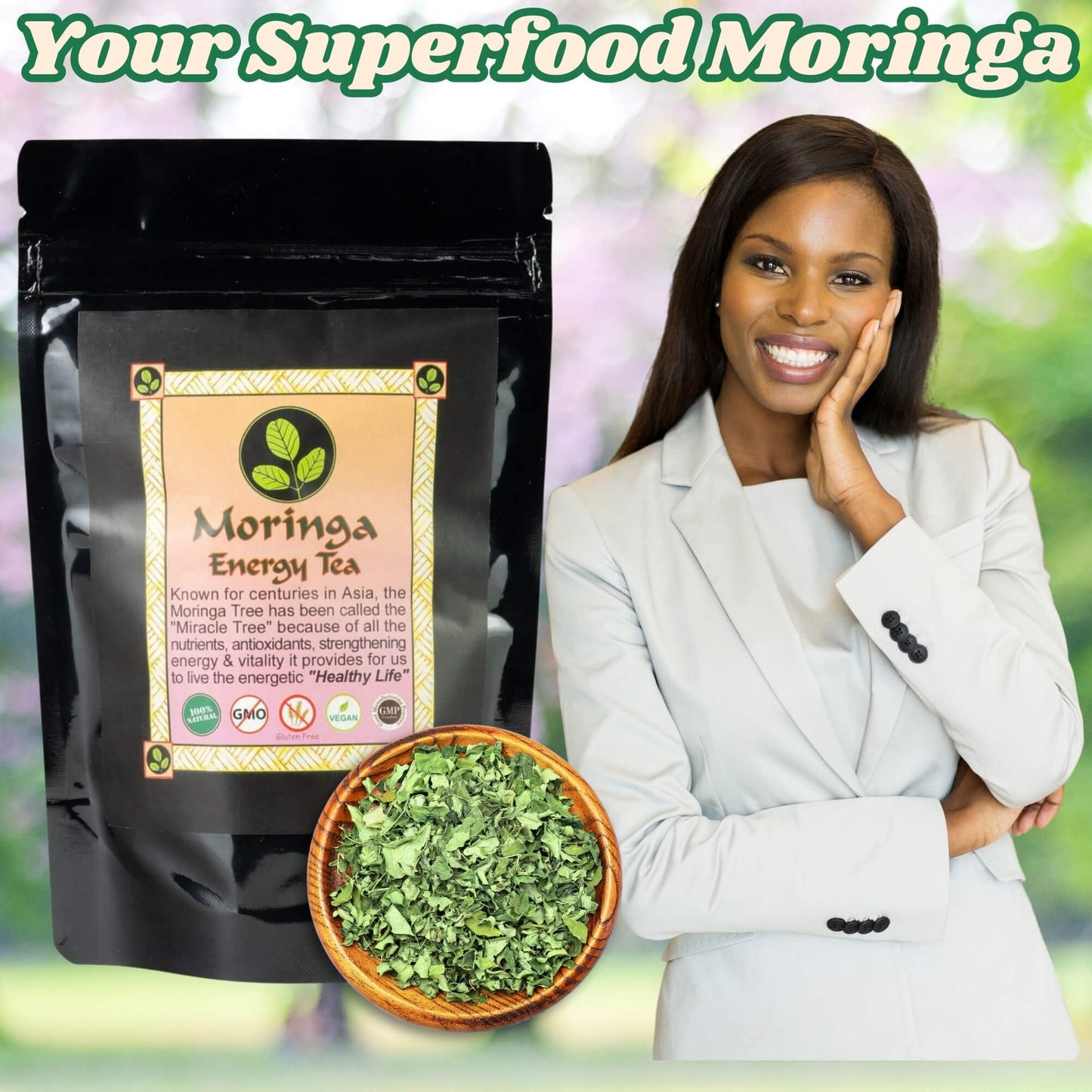 MORINGA ENERGY TEA - Loose leaf 3 oz. Natural, hand harvested and freshly packaged with 100% Pure Moringa Leaves.
