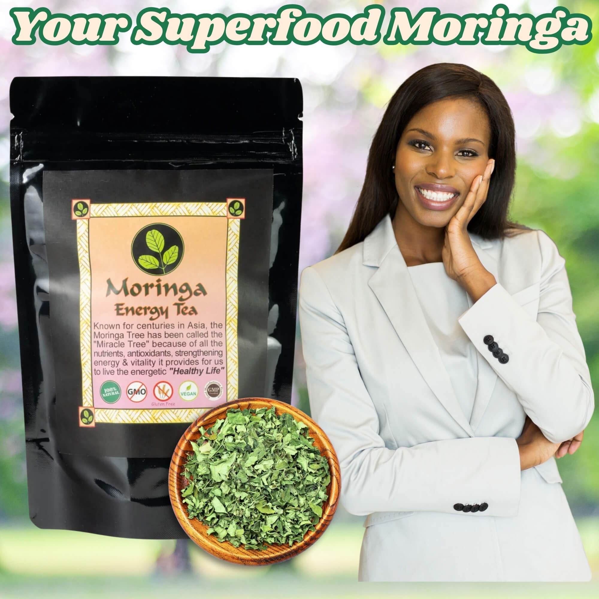 MORINGA ENERGY TEA - Loose leaf 3 oz. Natural, hand harvested and freshly packaged with 100% Pure Moringa Leaves.