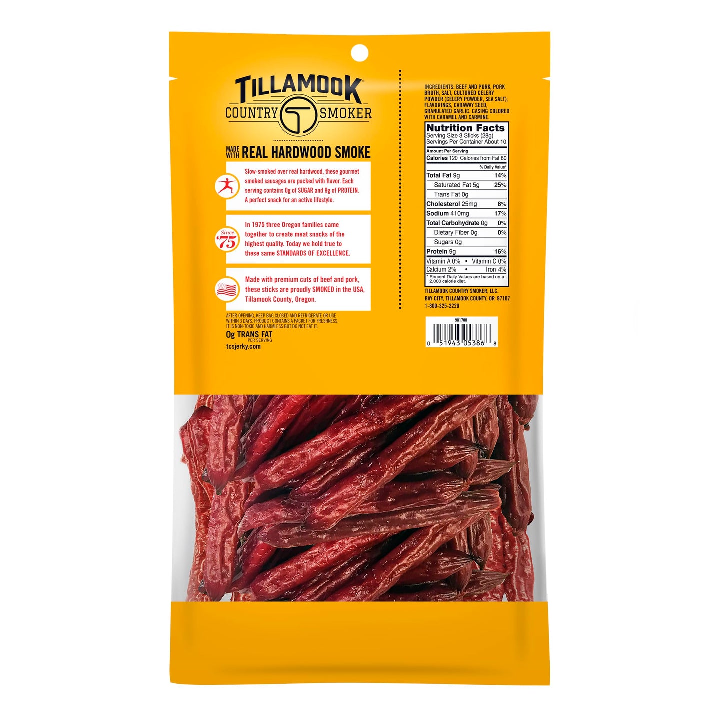 Tillamook Country Smoker Zero Sugar Original Keto Friendly Smoked Sausages, 10 Ounce (Pack of 2)