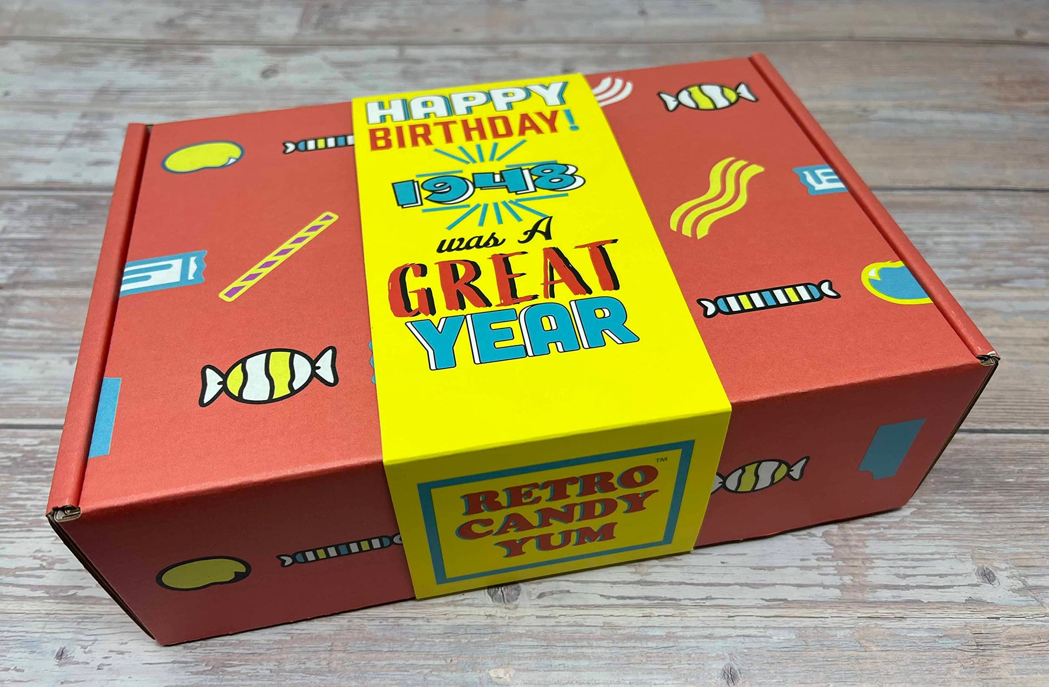 RETRO CANDY YUM ~ 1948 78th Birthday Gift Box Nostalgic Candy Mix from Childhood for 78 Year Old Man or Woman Born 1948 Jr