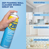 Zep Foaming Wall Cleaner 18 oz (2 Units) and a Blue Microfiber Rag ECBD026-2-Pack Paint-Safe Cleaner for Wall Scuffs Marks and Grease with a Reusable