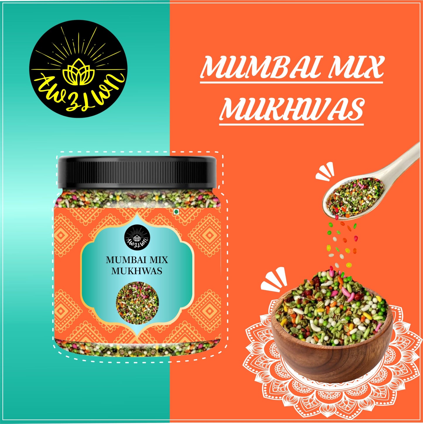 AWZLWN Natural Mumbai Mix Mukhwas 8.81 OZ (250 GM) | Set oF 1 | AWZLWN