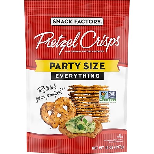 Snack Factory Everything Pretzel Crisps, Non-GMO, 14 OZ Party Size Bag