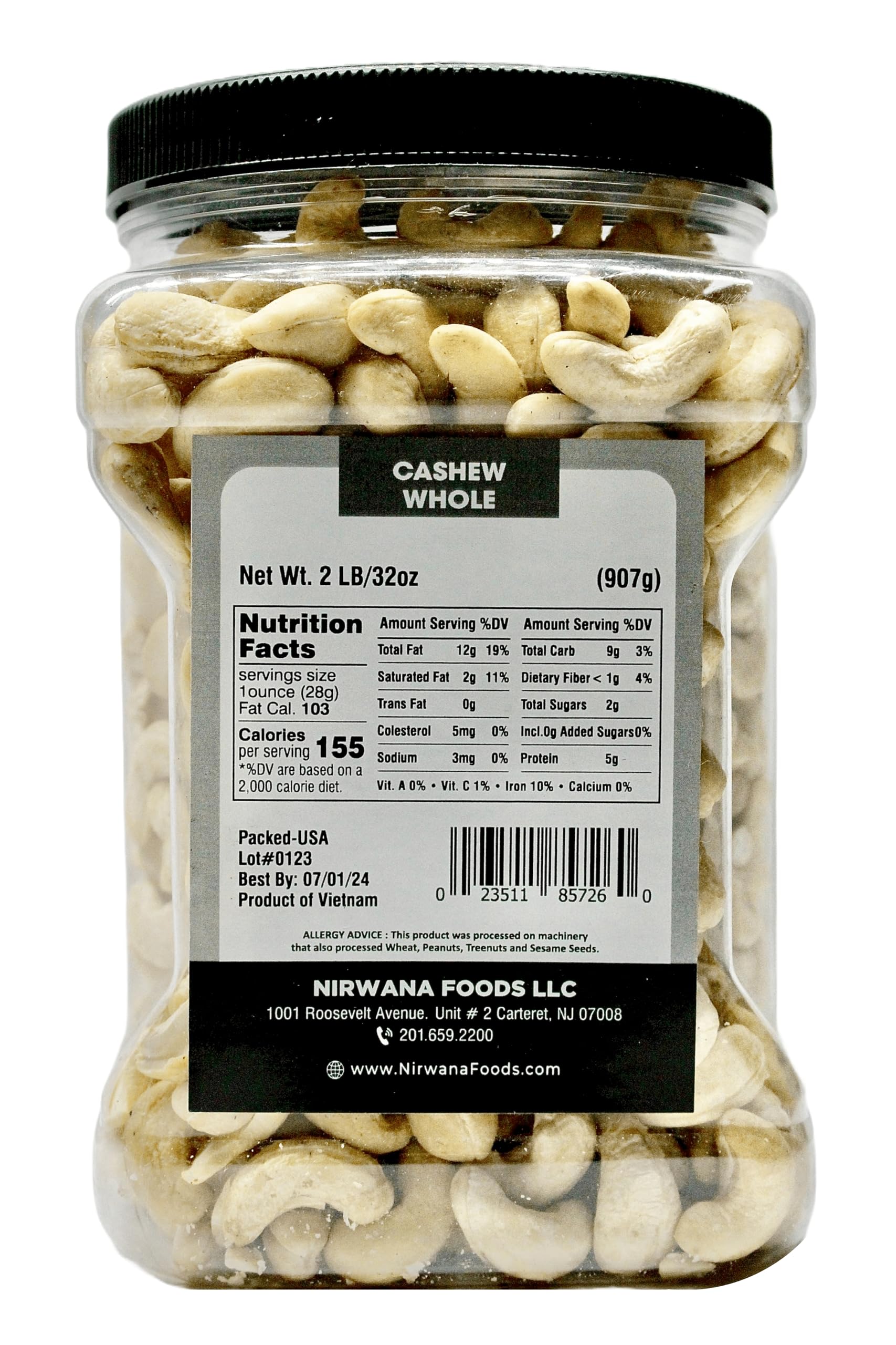 Raw Cashew - Premium Whole Nuts, Unsalted | Perfect for Snacks, Baking, and Dairy-Free Recipes | Keto-Friendly, High in Protein | 32 oz by Nirwana