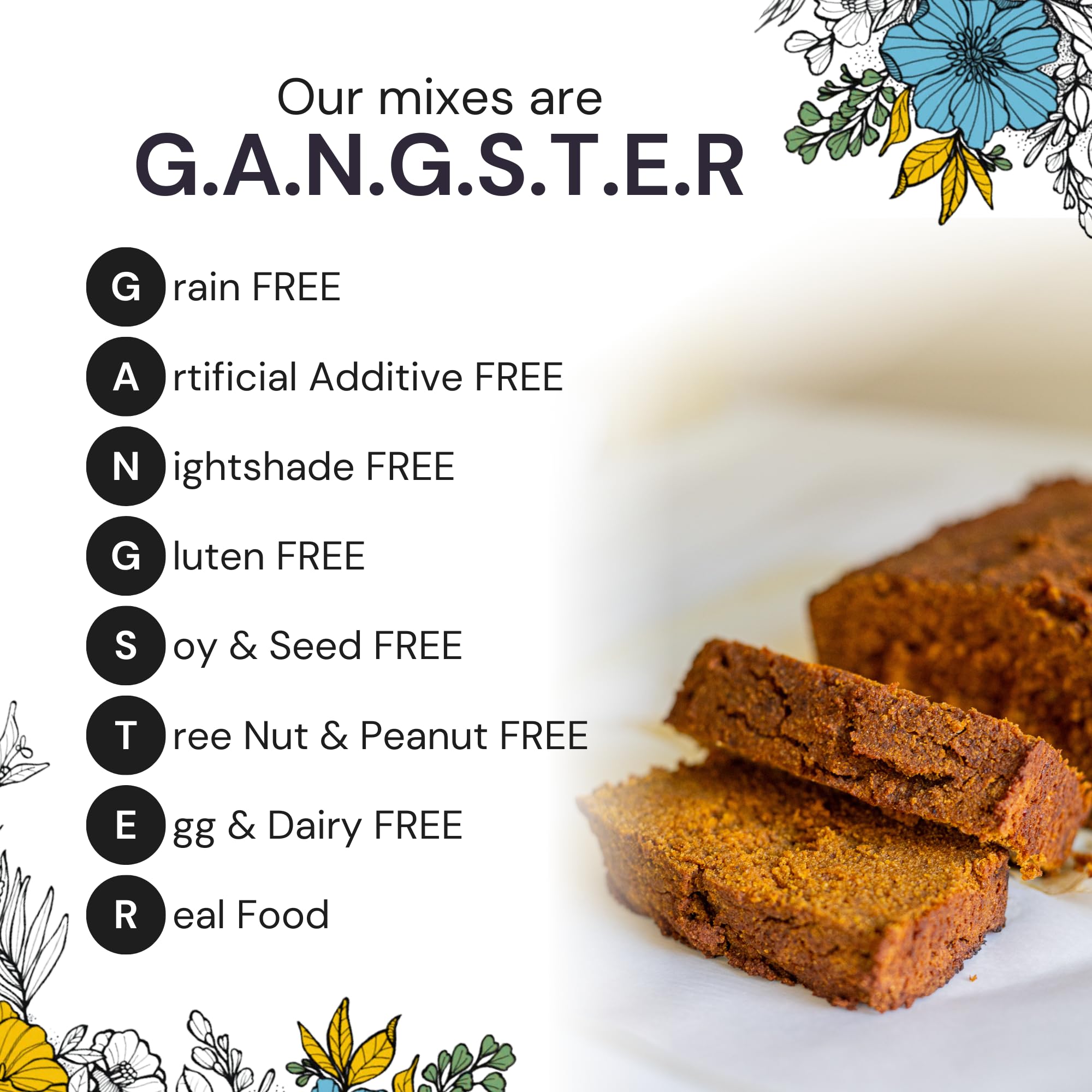eat G.A.N.G.S.T.E.R. Pumpkin Bread Mix, Allergy-Friendly Baking Mix, Grain-Free, No Dairy, Nuts, Gluten, Dairy, For Paleo & AIP Diets, Seasonal Loaf, Doughnuts, Breakfast, Healthy Snack, Dessert