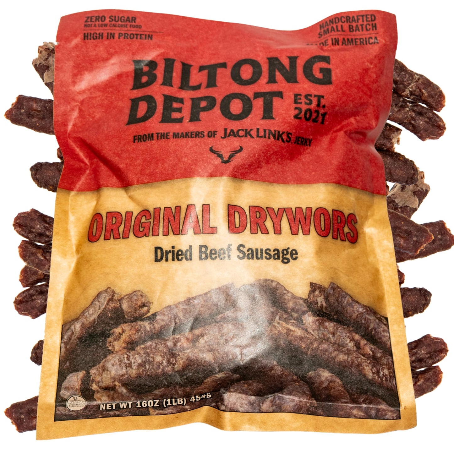 Biltong Depot Original Drywors - 1lb (16oz) | Air-Dried Beef Snack Sticks | High Protein | Keto & Paleo Friendly | Zero Sugar | Gluten Free | No
