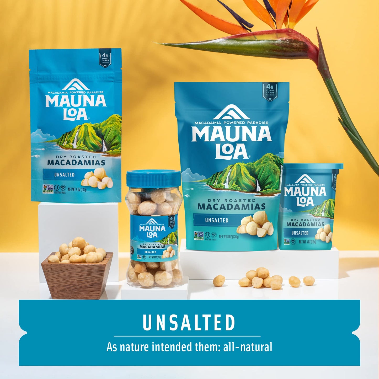 Mauna Loa Unsalted Roasted Macadamia Nuts, 6 oz Jar, Pack of 1, Premium Hawaiian Nuts, Keto Friendly, Gluten Free Snack