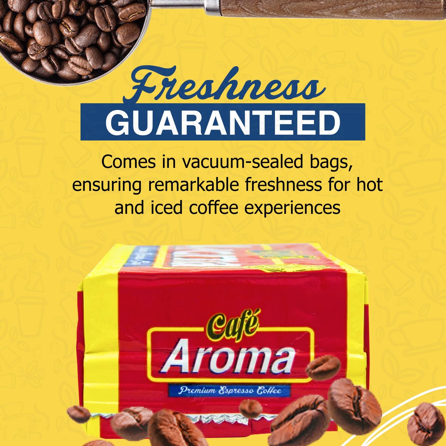Café Aroma Dark Roast Espresso Ground Coffee, Authentic Cuban Style Coffee, Vacuum Sealed, Ground Espresso Beans, 8.8 oz (1-Pack)