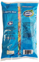 Lucky Gummys Fruit Flavored Gummy Worms Gomitas Lombriz Neon