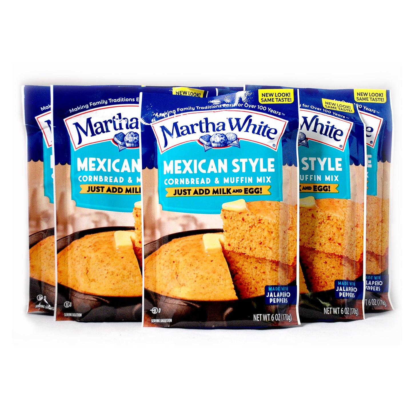 Martha White Mexican Style Cornbread Mix, 6 Oz Bags of Martha White Mexican Cornbread and Muffin Mix, 6 Pack Bundled with a JFS Recipe Card