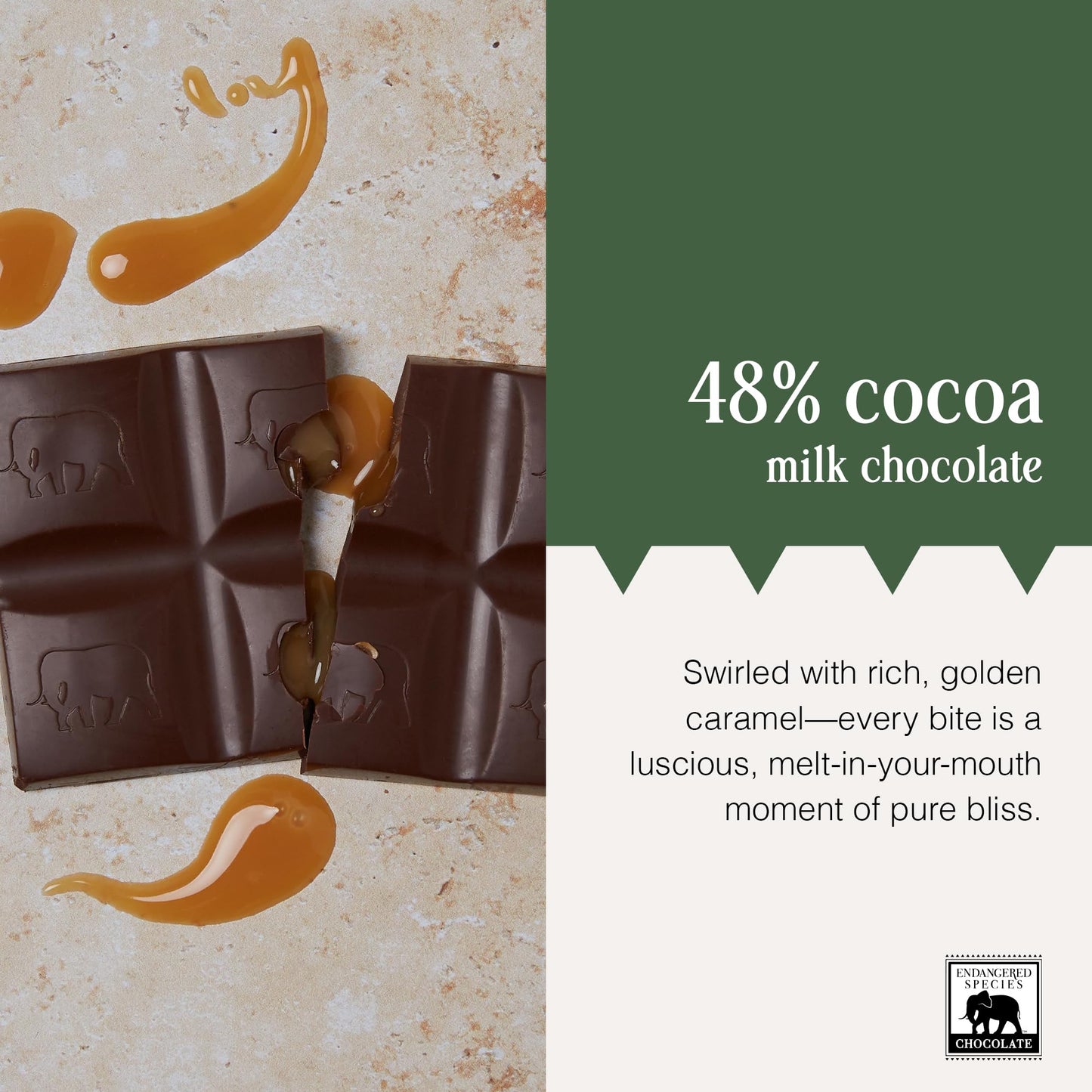 Endangered Species Chocolate Bar 3oz (12 Pack) (Natural 48% Cacao Milk Chocolate w/Caramel)