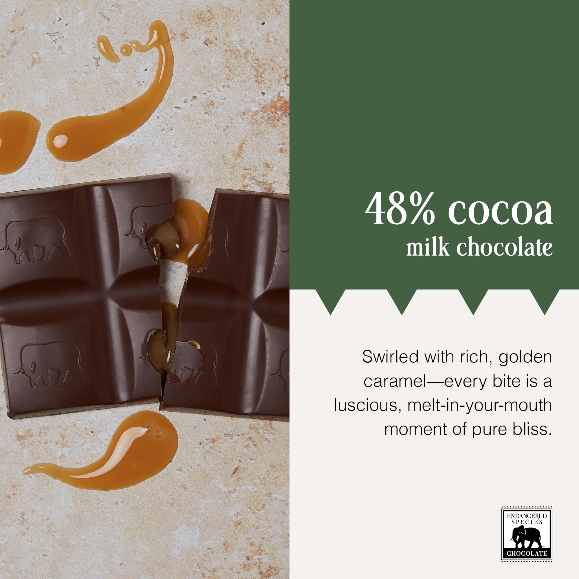 Endangered Species Chocolate Bar 3oz (12 Pack) (Natural 48% Cacao Milk Chocolate w/Caramel)