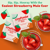 Craftmix Strawberry Mule Cocktail & Mocktail Drink Mixer, Skinny Mixes - Water Flavoring Packets - Made With Real Fruit - Vegan, Low-Carb, Low-Sugar