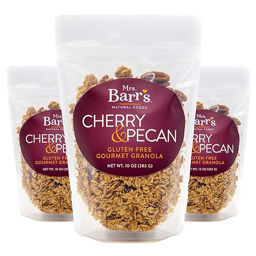 Mrs. Barr’s Natural Foods Granola | Cherry & Pecan | Certified Organic Gluten Free Oats | Soft Texture | Small Batch | Gourmet Quality | Real