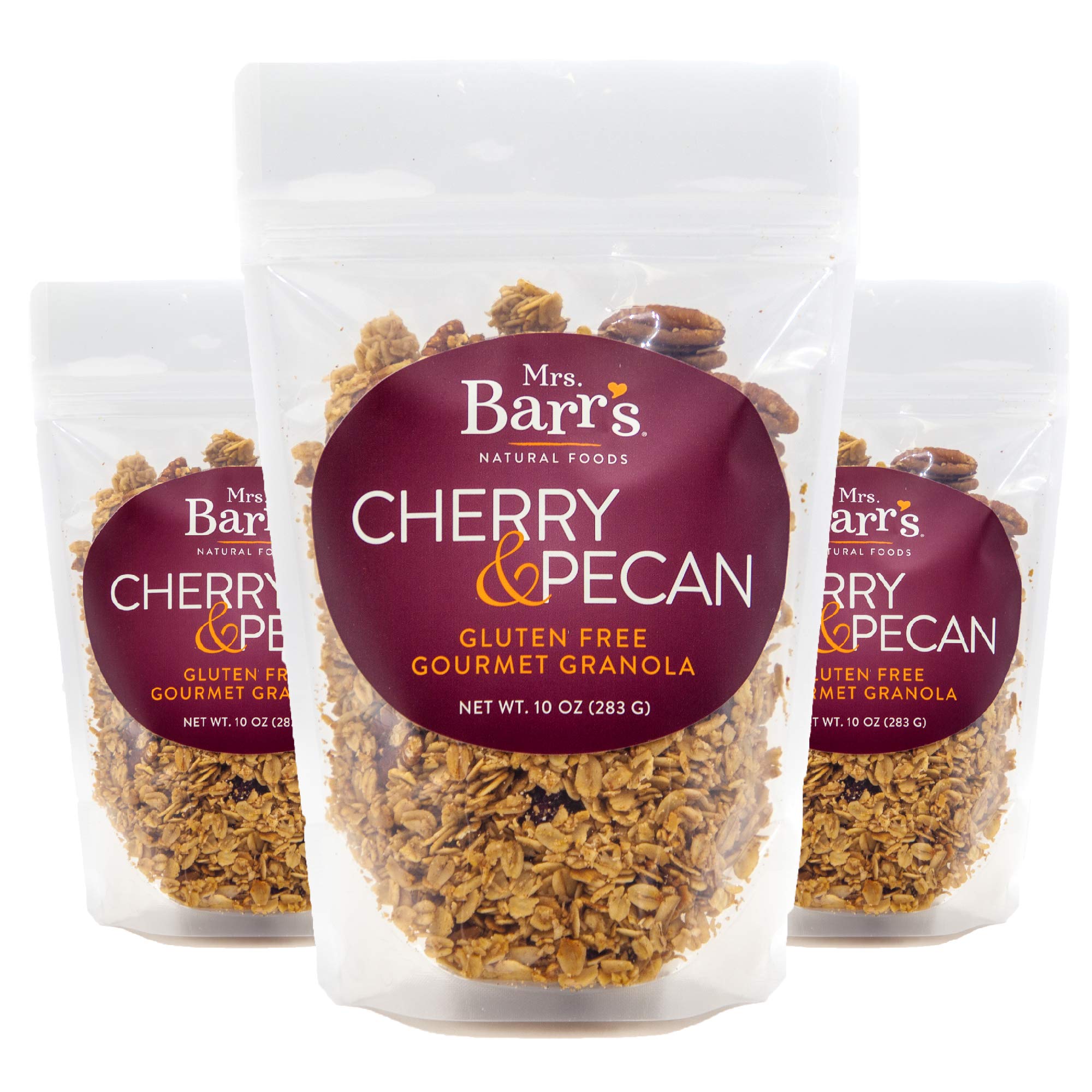Mrs. Barr’s Natural Foods Granola | Cherry & Pecan | Certified Organic Gluten Free Oats | Soft Texture | Small Batch | Gourmet Quality | Real