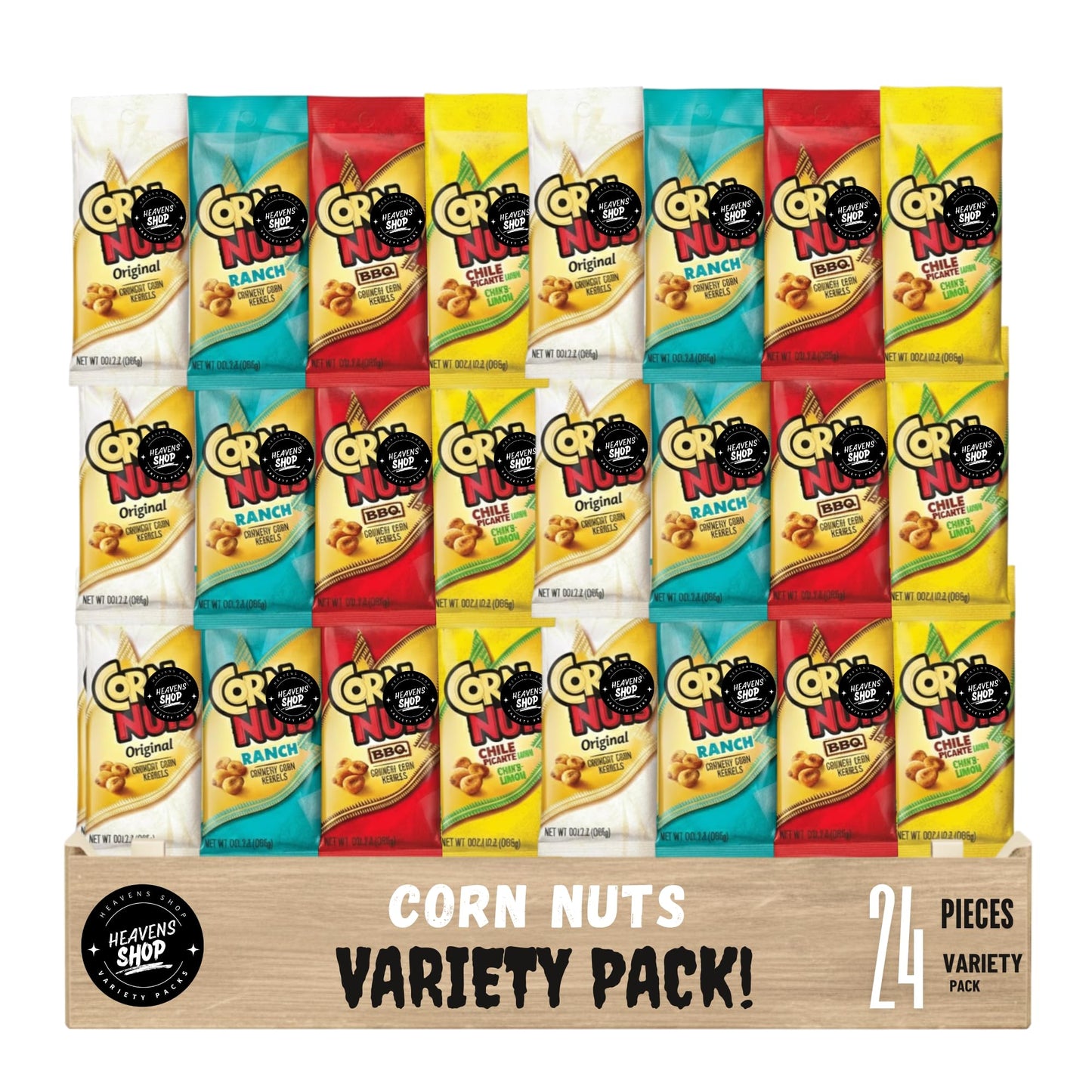 Corn-Nuts Crunchy Corn Snacks Variety Pack, 1.7 oz Bags, Bold Roasted Flavors, Individually Packed, (Pack of 24)