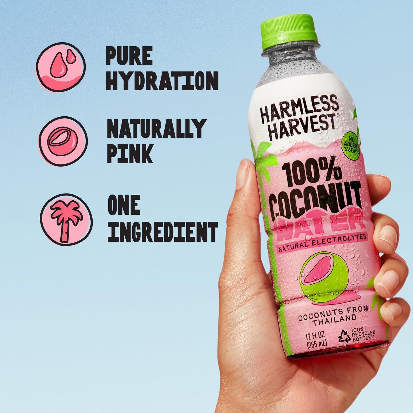 Harmless Harvest 100% Coconut Water 12 Fl Oz, 12pack, Natural Hydration with MCTs, No Sugar Added, Vegan & Non-GMO Certified