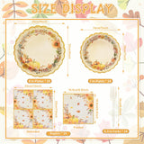 96 Pieces Fall Pumpkin Tableware Set Party Supplies - Scalloped Edge Disposable Paper Plates, Napkins, and Forks, Autumn Floral Design