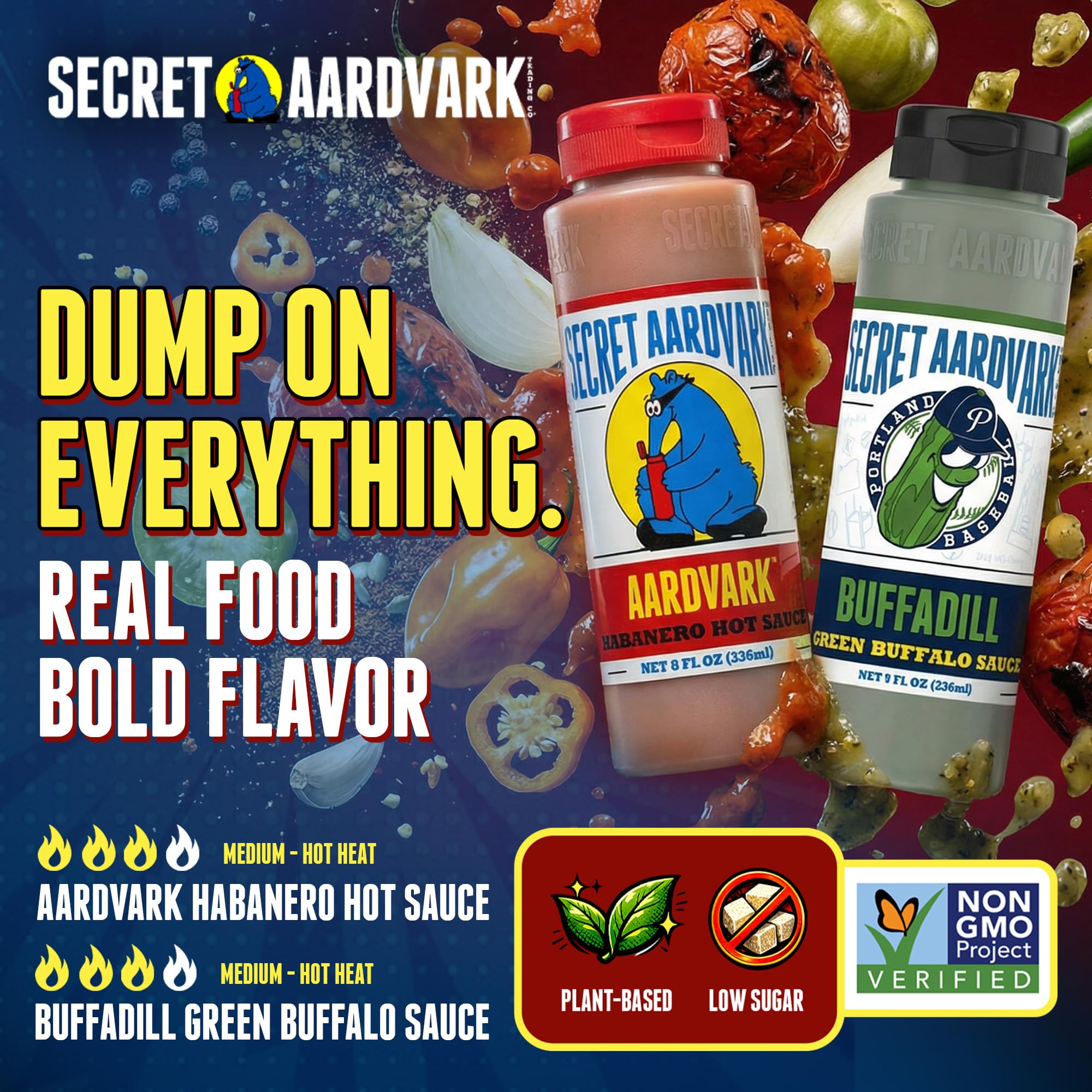 Secret Aardvark Habanero and BuffaDill Hot Sauce 2-Pack Bundle 8 fl oz Each
