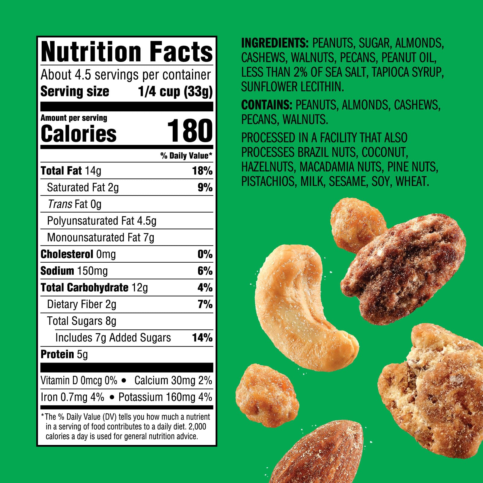Emerald Nuts Salty Sweet Mixed Nuts (1-Pack), Features Kettle Glazed Peanuts, Almonds, Cashews, Kettle Glazed Walnuts, Kettle Glazed Pecans, 5.5oz