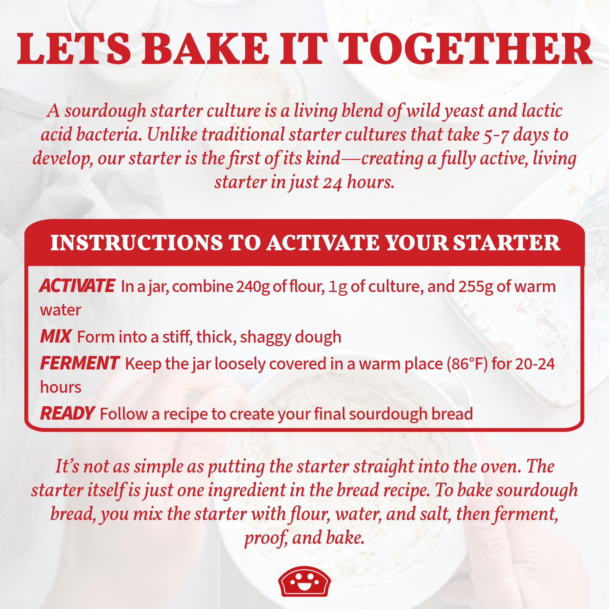 Bakers Club Rapid 24-Hour Sourdough Starter Culture - Makes 5 Batches - Mix, Ferment & Bake Next Day - Tangy Flavor without Weeks of Waiting - Best