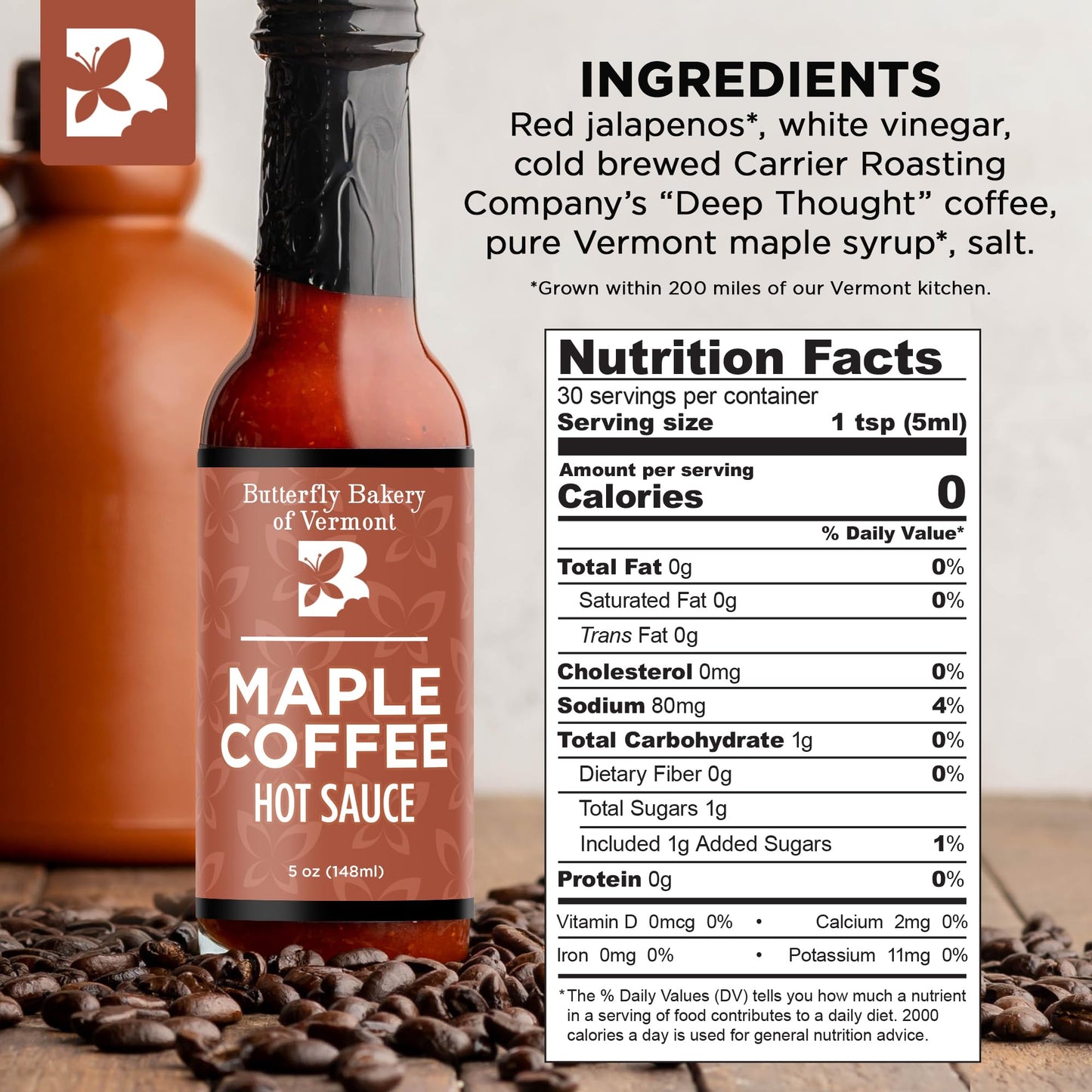 Butterfly Bakery of Vermont Maple Coffee Hot Sauce, 5 fl oz