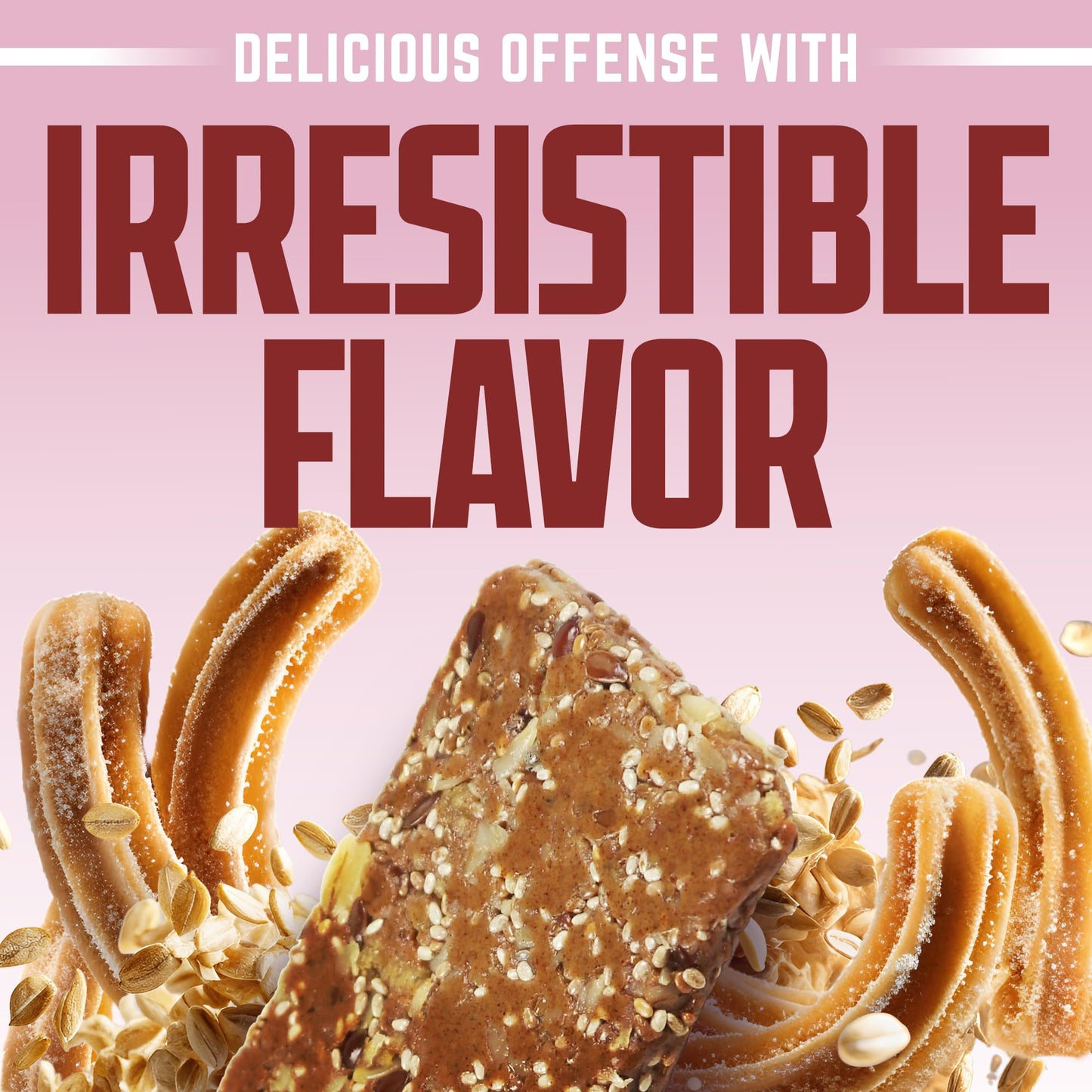 Defender Vegan Protein Bar, Cinnamon Churro Oatmeal, Plant Based Snack or Breakfast Bars, Psyllium Husk, Dandelion Root, High Fiber, Non GMO, Kosher