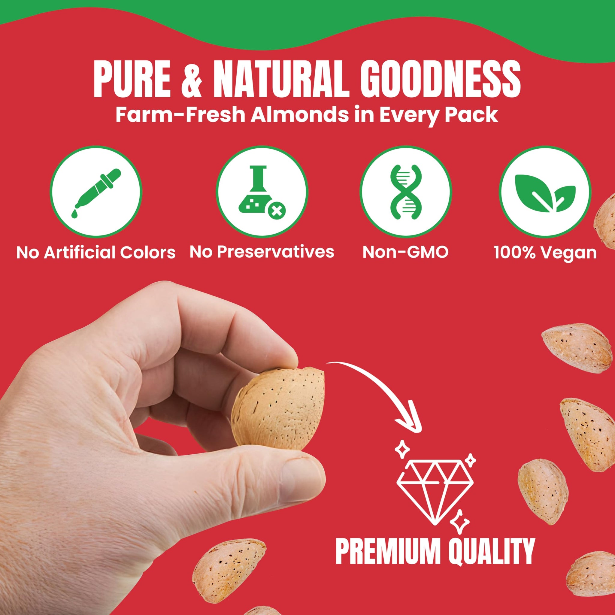 Jumbo California Almonds In Shell - 5 lbs (80oz) Premium Quality Kosher Raw Almonds By We Got Nuts - Natural & Healthy Rich Flavor Snack - Whole