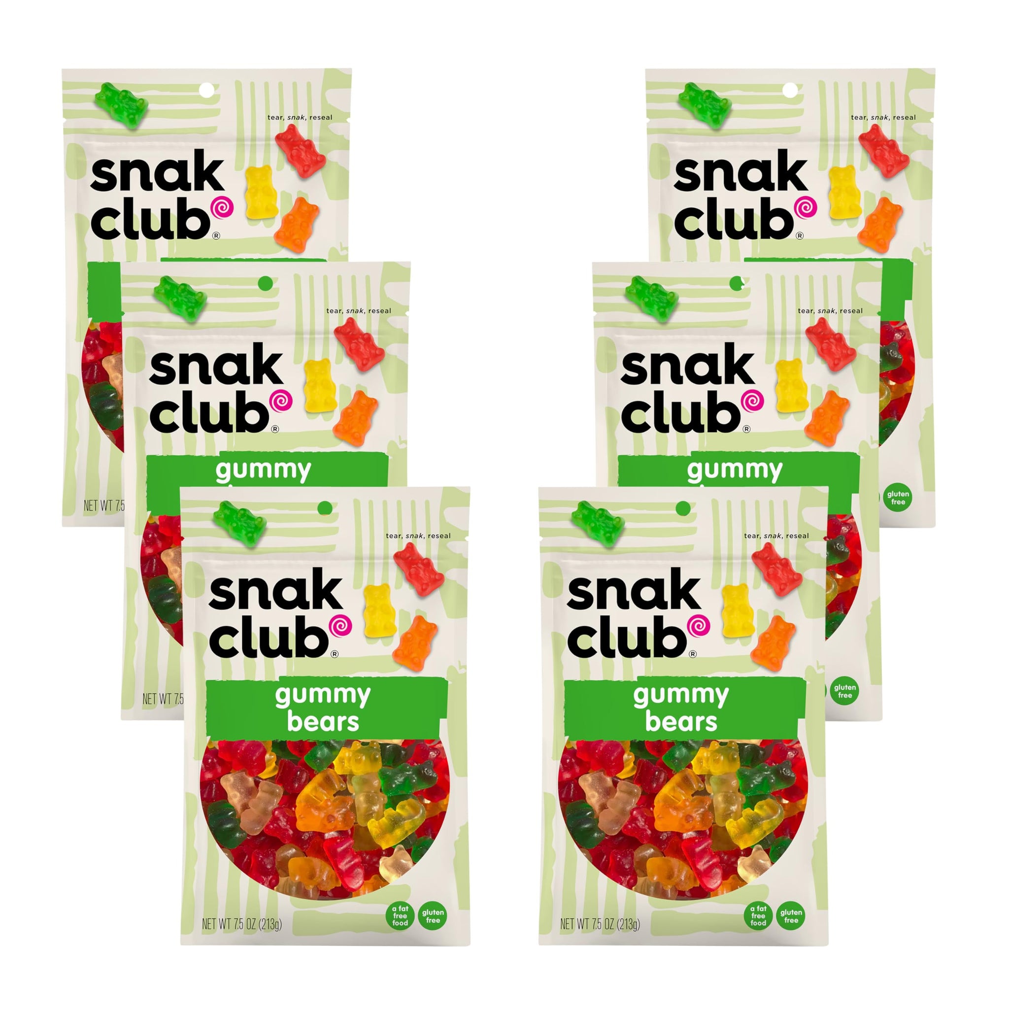 Snak Club Gummy Bears, Assorted Fruit Gummies, Bulk Candy, Fun Flavors Include Lemon, Orange, Strawberry, Apple, Pineapple, Gluten-Free Snacks, 7.5 oz