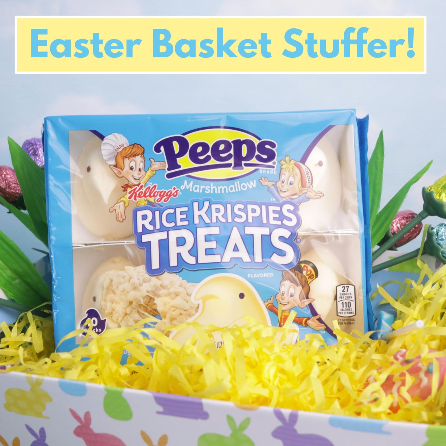 Rice Krispie Treats Peeps, Cereal Flavored Marshmallow Chicks, Easter Basket Stuffer Candy, 3 Ounces (Pack of 3)