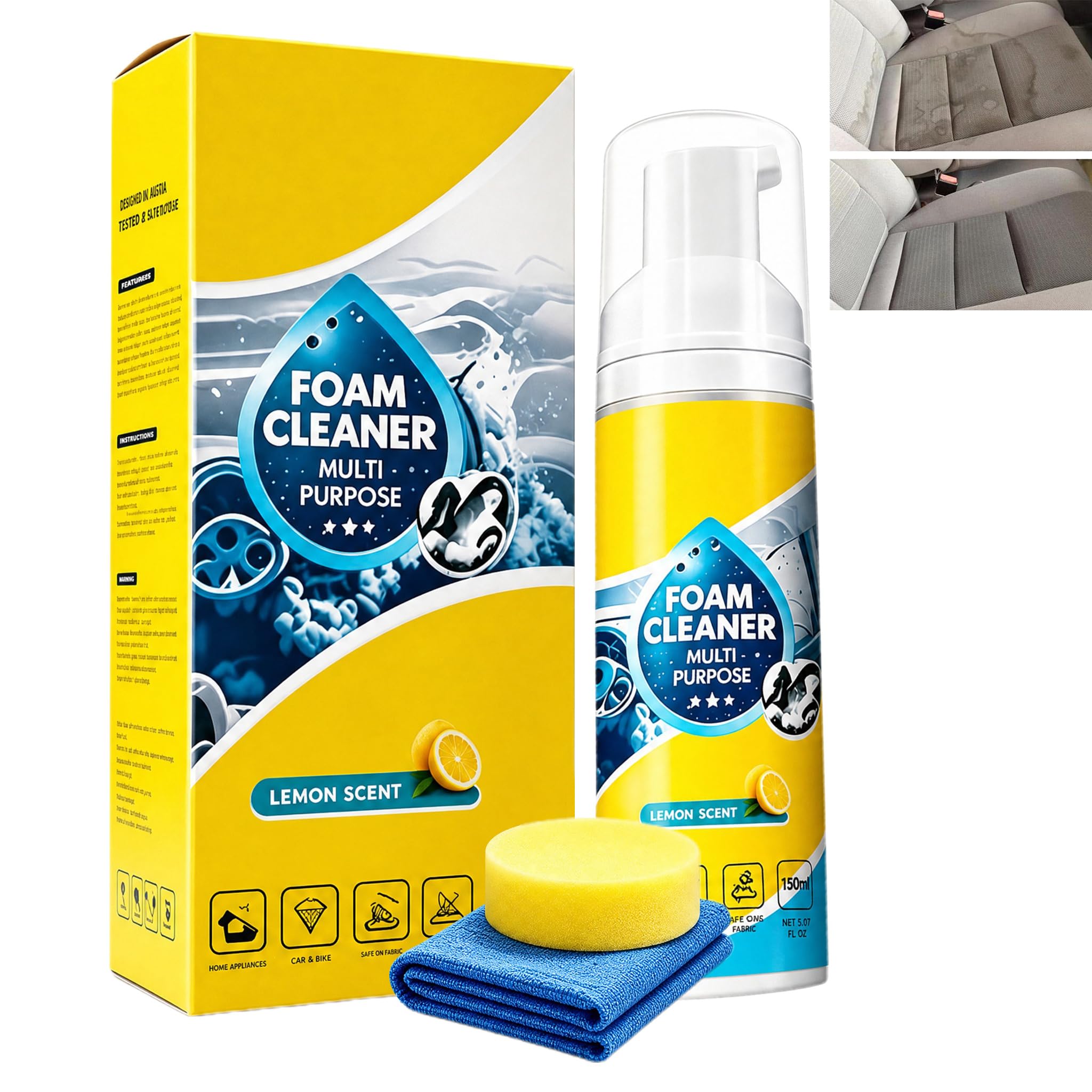 Luhaka 4-In-1 Multi-Enzyme Foam Cleaner, Multi-Purpose Foam Cleaner, For Car Interior, Kitchen Grease, Bathroom Tiles, Deep Cleaning (1PC)