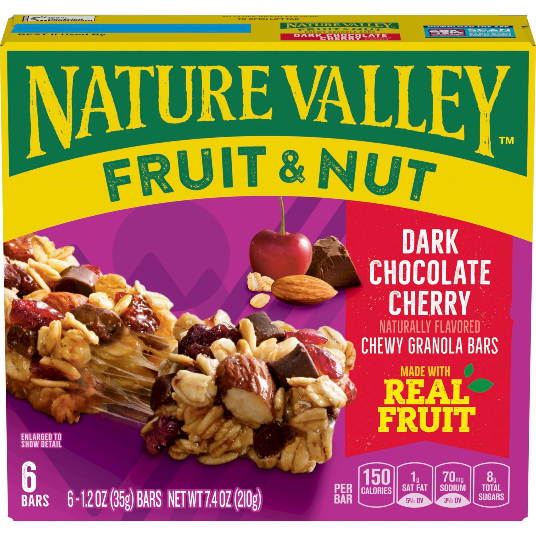 Nature Valley Fruit and Nut Granola Bars, Dark Chocolate Cherry, 6 ct, 7.4 OZ