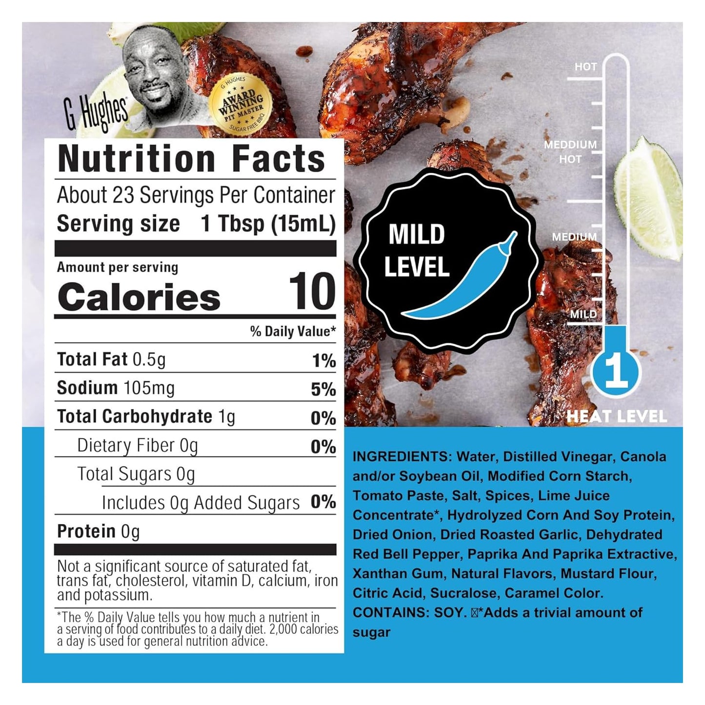 G. Hughes Smokehouse Sugar Free Wing Sauce (12 oz) - Caribbean Jerk, Mild