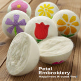 Wool Dryer Balls 6-Pack XL - Unique Petal Embroidery, Natural Reusable Laundry Fabric Softener, Reduces Wrinkles & Drying Time, Hypoallergenic