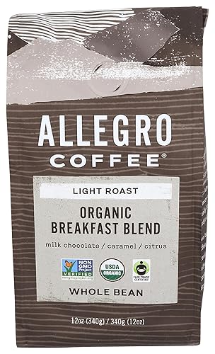 Allegro Coffee Organic Breakfast Blend Whole Bean Coffee, 12 oz