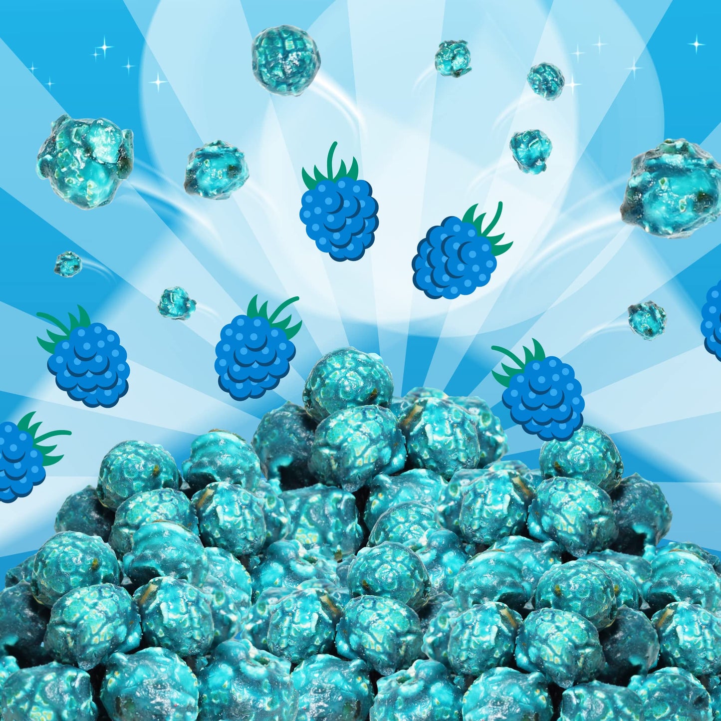 Gourmet Blue Raspberry Flavored Popcorn by It's Delish, 1 lb Bulk Bag | Air Popped Pop Corn Snack - Fruity Blue Themed Candy Confetti | Birthday