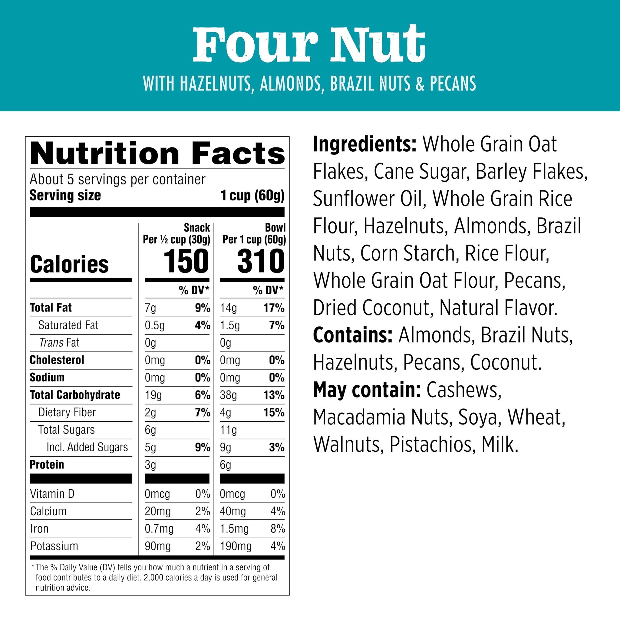 Jordans Slow Baked Granola | Four Nut Granola with Almonds, Brazil Nuts and Pecans | No Artificial Flavors, Colors, or Preservatives, non-GMO | Better