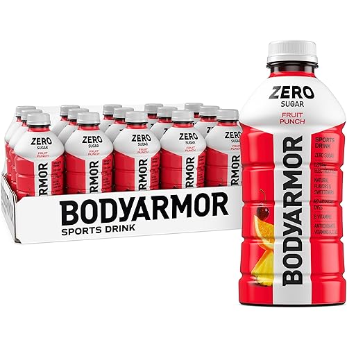 BODYARMOR ZERO Sugar Fruit Punch Electrolyte Drink, Natural Flavors, 28 Fl Oz Bottles (15 Pack), B Vitamins & Antioxidants Sugar Free Hydration