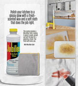 2x Jubilee Clean Scent Kitchen Wax Liquid 15 oz Bundle with Microfiber Cleaning Cloth - Protects, Cleans, and Shines Surfaces Like Wood, Tile, Enamel