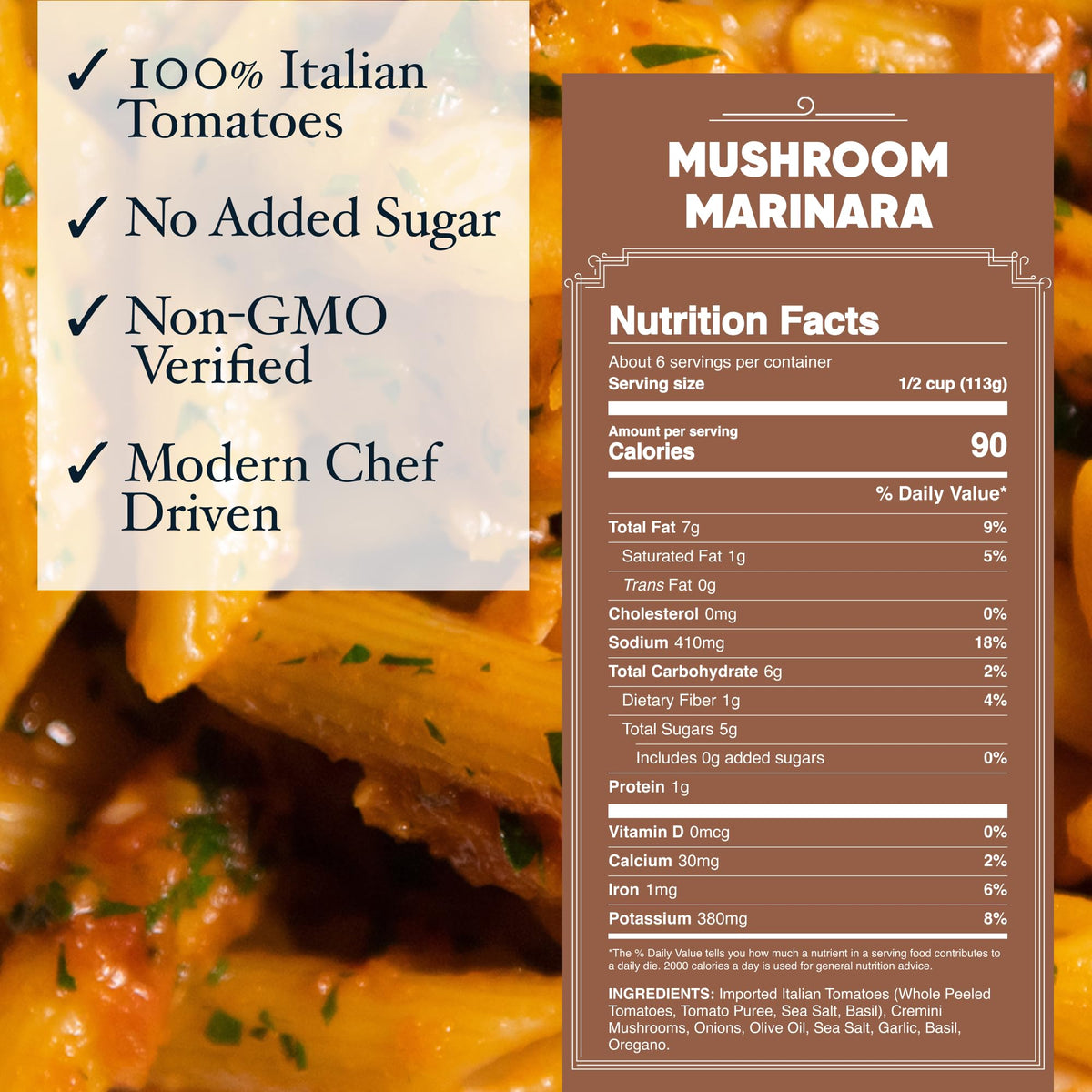 Carbone Mushroom Marinara Pasta Sauce, Italian Tomato Sauce, 4 Pack (24oz)
