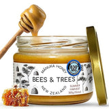 Bees & Trees Manuka Honey 830+ MGO - Raw, Pure New Zealand Monofloral Honey - Unpasteurized & Minimally Filtered - Ideal for Tea, Coffee, Dressings